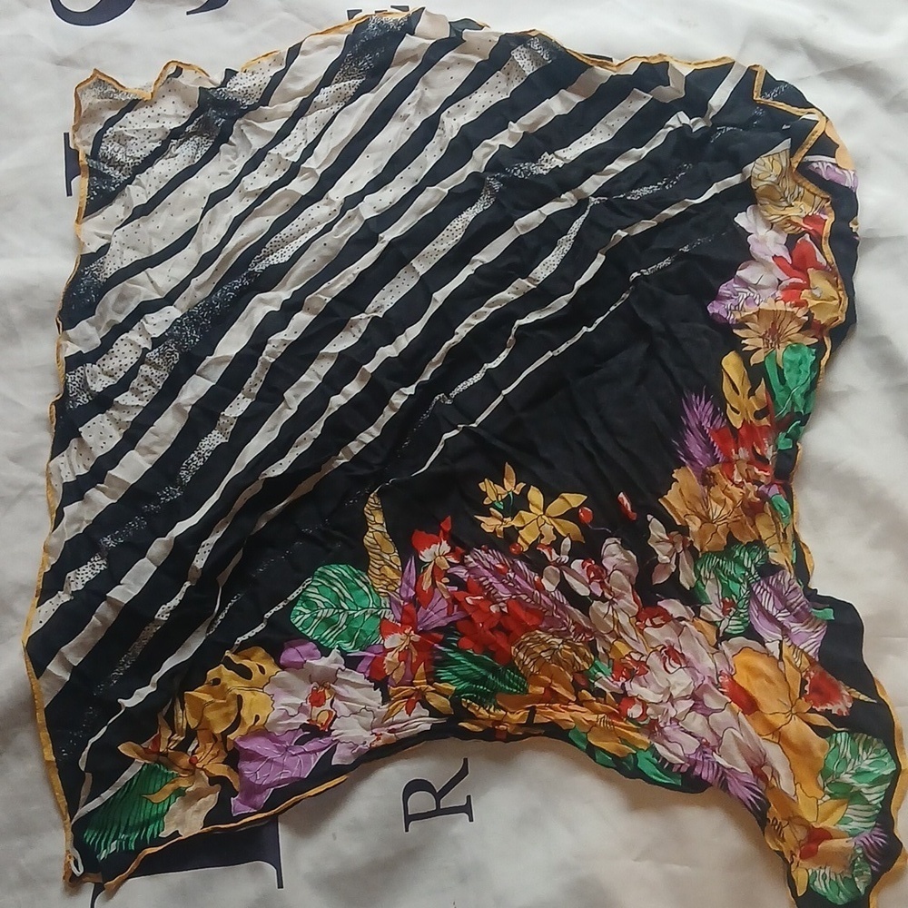 Dramatic Floral Vintage Bill Blass Silk Scarf